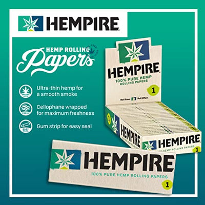 HEMPIRE Rolling Papers - 1'' All Natural Organic with Natural Gum Arabic - 24 books with 50 papers per book