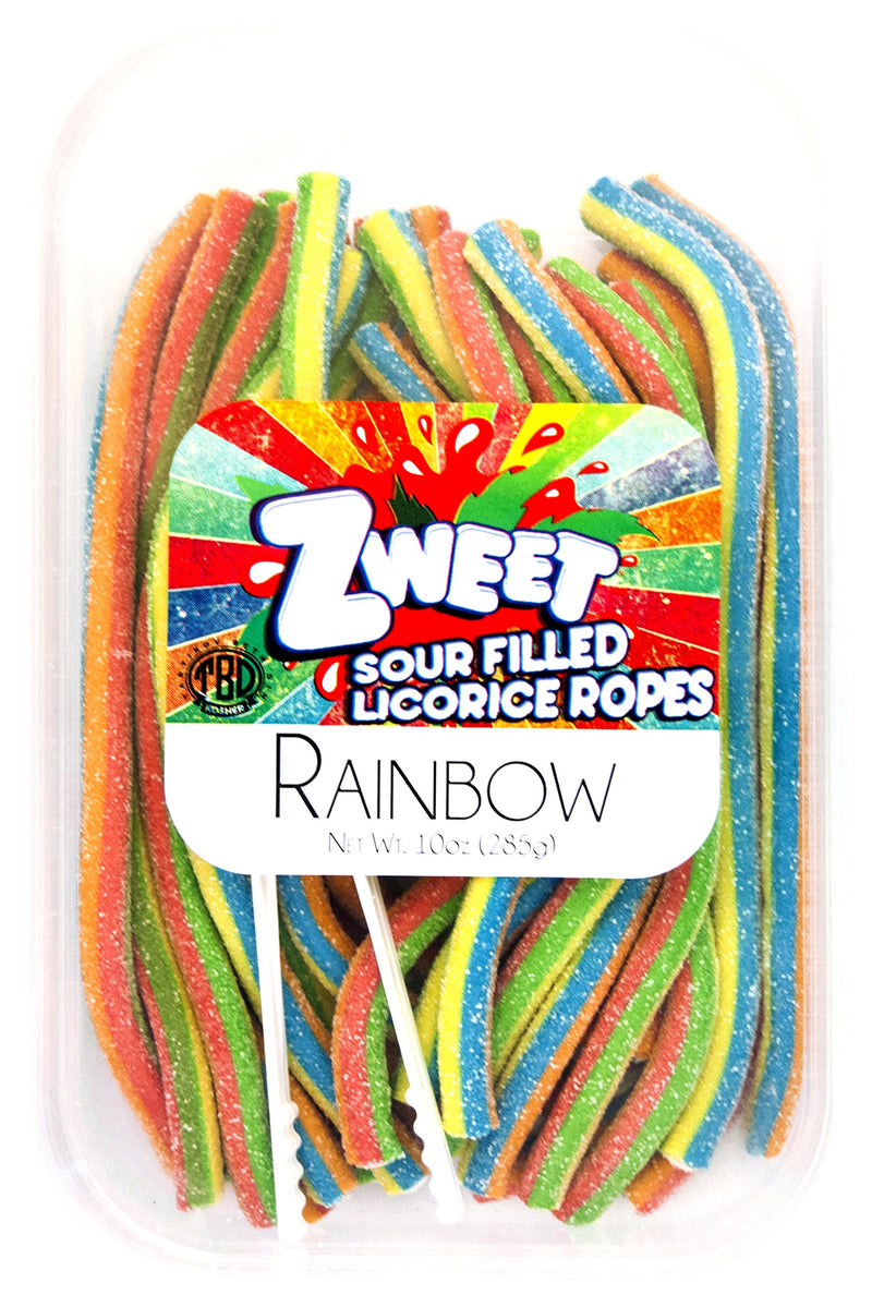 Zweet Sour Ropes, Rainbow, 10 Ounce (Pack of 6)