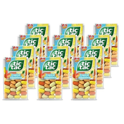 Tic Tac Tropical Adventure Fruit Flavored Mints, Bulk 12 Pack, On-The-Go Refreshment, Stocking Stuffer, 1 Oz Each …