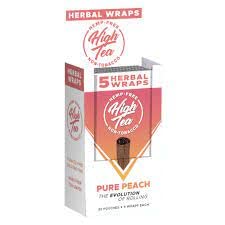 High Tea Pure Peach Herbal Smoking Wraps 25-Count Wholesale Pack
