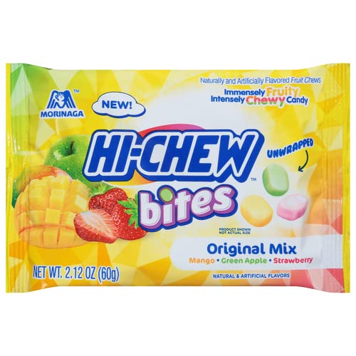 HI-CHEW Bites Bag Original Mix - Mango, Green Apple and Strawberry - 2.12 oz (Pack of 12)