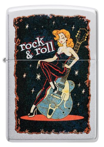 Zippo Cool Chick Design Satin Chrome Pocket Lighter