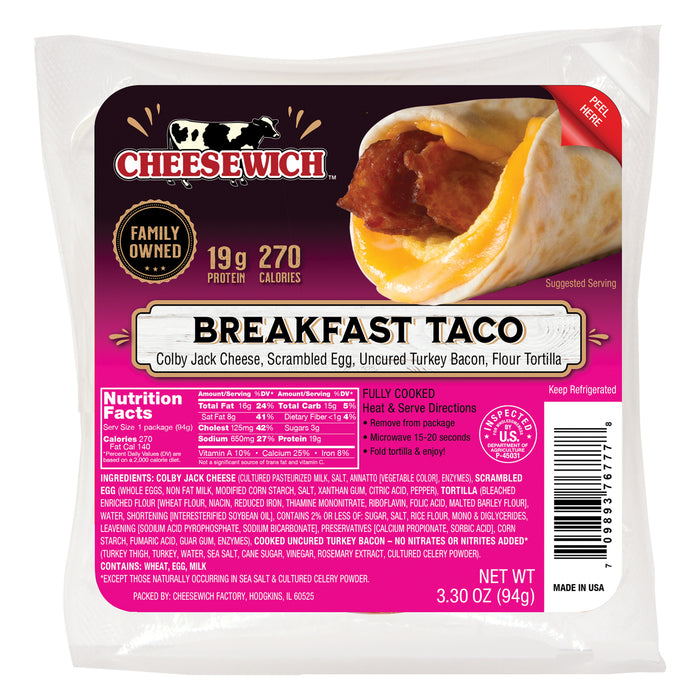 Cheesewich Breakfast Taco 3.3 oz (Pack of 12)