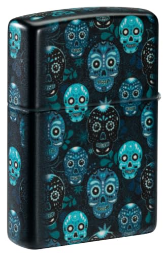 Zippo Sugar Skulls Glow in The Dark Matte Pocket Lighter - Day of the Dead Inspired