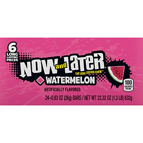 Now & Later Original Watermelon Chewable Candies 24-Count Wholesale Box