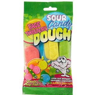 Sour Dough Face Twisters, Tangy and Fun Candy, 3.5 oz Bag (Pack of 12)