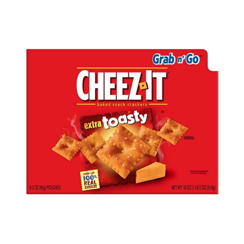 Cheez-It, Baked Snack Cheese Crackers, Extra Toasty, Grab n&