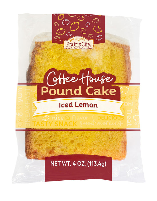 Prairie City Bakery Iced Lemon Pound Cake 4 Ounce Individual Wrapped 30-Count Wholesale Display