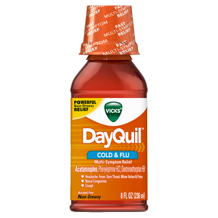 Vicks DayQuil Cold & Flu Relief, Non-Drowsy Liquid Medicine, 8 fl oz Wholesale