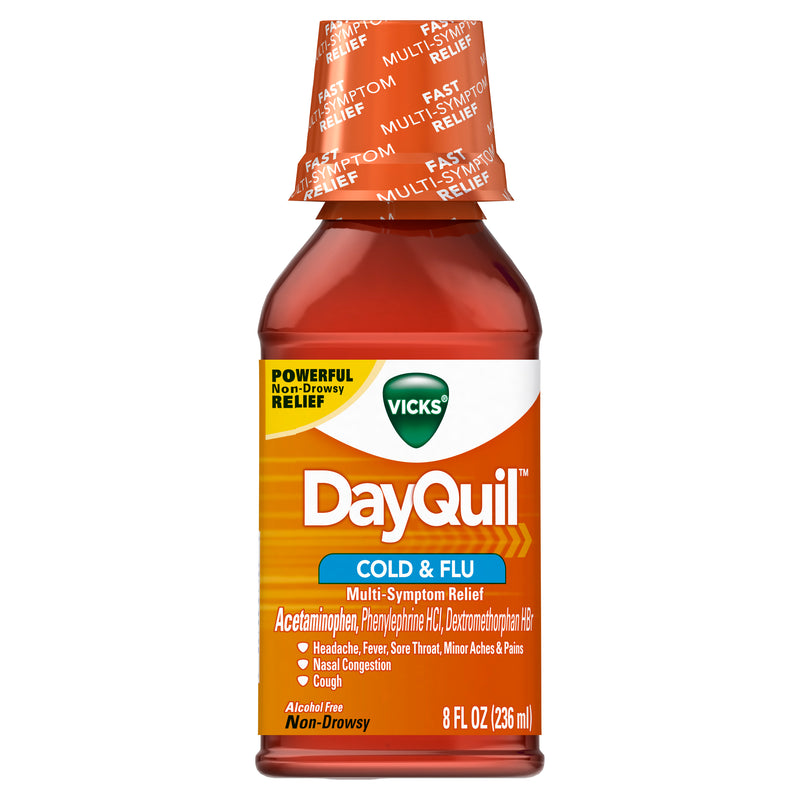 Vicks DayQuil Cold & Flu Relief, Non-Drowsy Liquid Medicine, 8 fl oz (Pack of 1)