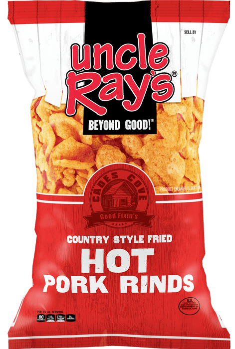 Uncle Ray's Hot Pork Rinds 2.29 oz 12-Count Wholesale Pack