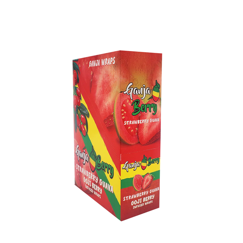 Ganja Berry Goji Berry Infused Wraps 2 Count Per Sleeve (Pack of 25) (Strawberry Guava)