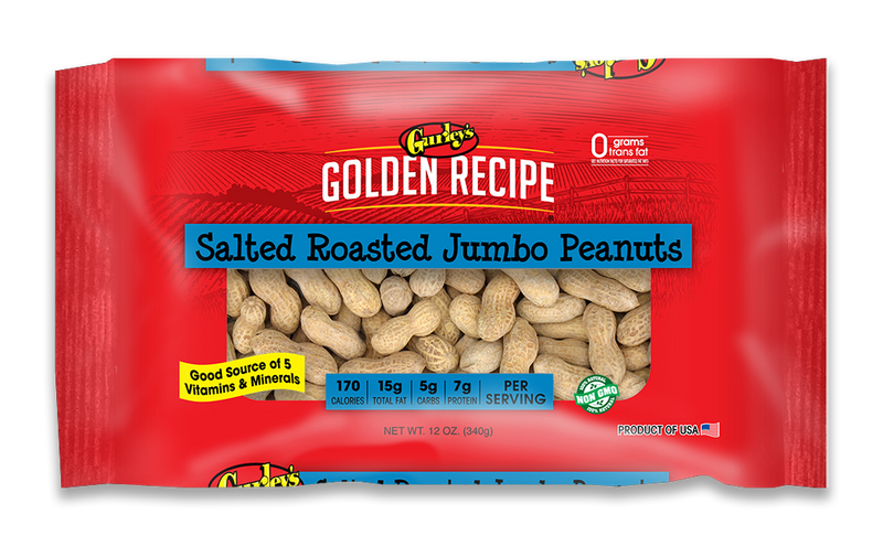 Gurley Jumbo Peanuts Salted in Shell - Large, Fresh Nuts for Snacking, High in Protein, Heart-Healthy 12 Oz Bag