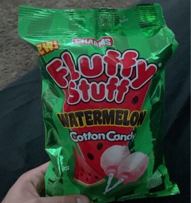 Fluffy Stuff Watermelon Cotton Candy 2.1 oz bag front packaging wholesale display