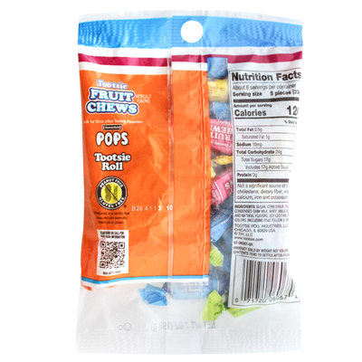 Tootsie Fruit Chews Candy, 5 Assorted Fruit Flavors, 7 oz Peg Bag (Pack of 8)