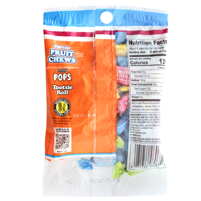 Tootsie Fruit Chews Candy 7 oz Peg Bags 8-Pack Wholesale
