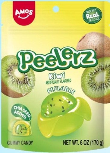 AMOS PeelerZ Kiwi Gummy Candy 6oz Bag