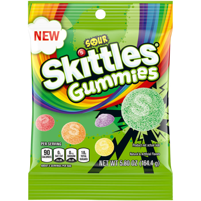 Skittles Gummi Sour Peg Bag 5.8 oz Single Bag