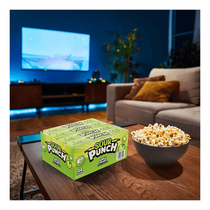 Sour Punch Green Apple Straws 24 count candy display lifestyle image
