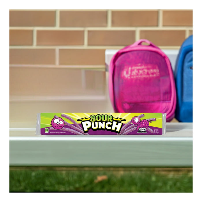 Sour Punch Grape Straws 2 oz candy tray lifestyle image