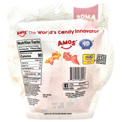 Amos 4D Gummy Goldfish, Realistic Fruit-Flavored Candy, 3.95 oz Peg Bag (Pack of 1)
