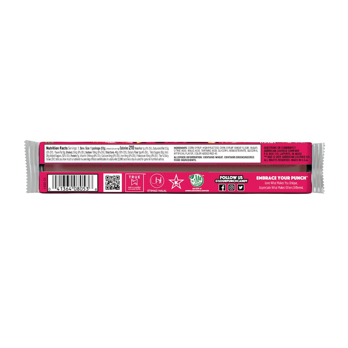 Sour Punch Strawberry Straws 2 oz package back and nutrition facts