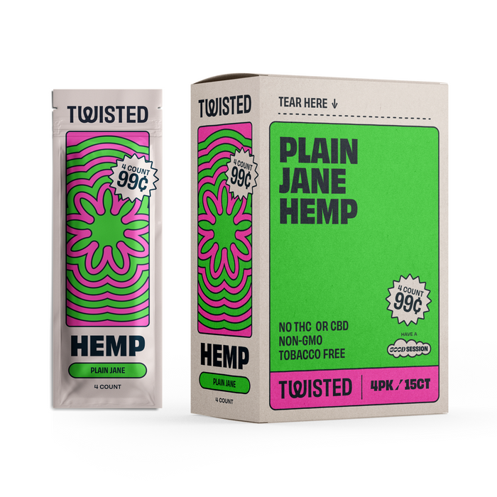 Twisted Hemp Wraps Plain Jane 4/ 99 4 Wraps per Pouch Pack of 15