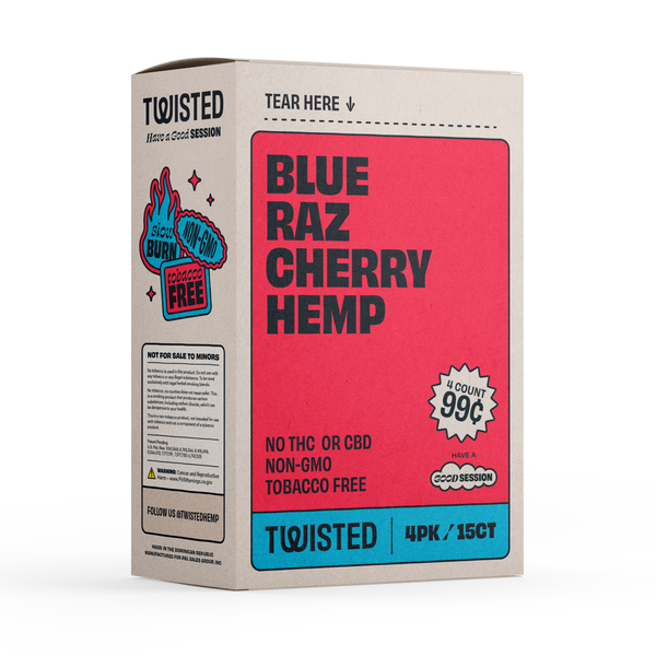 Twisted Hemp Wraps Hemp Blue Rasp 4/ 99 oz 15 Per 4 Pack