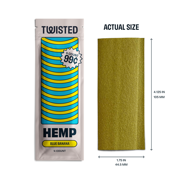 Twisted Hemp wraps Hemp Blu Banana 4/ 99 oz 15 Per 4 Pack