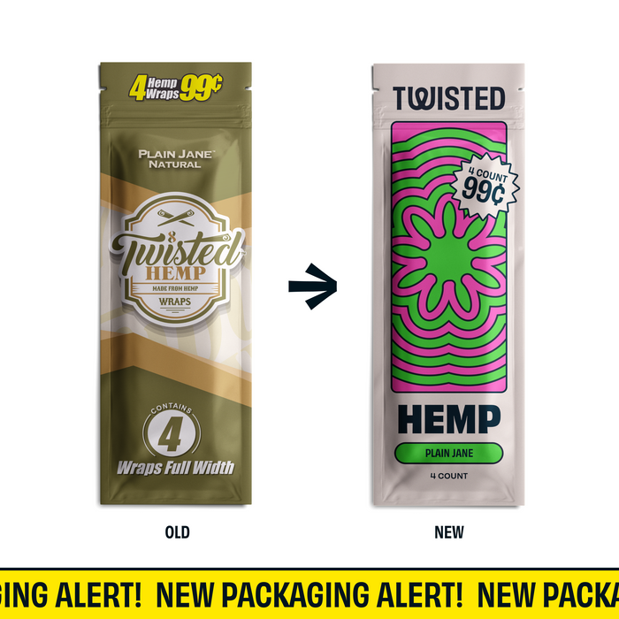 Twisted Hemp Wraps Plain Jane 4/ 99 4 Wraps per Pouch Pack of 15