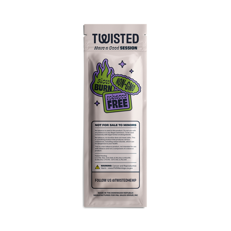Twisted Hemp Wraps Natural Cigarette Rolling Papers Display | 4 Wraps Per Sleeve | Pack of 15 | 60 Wraps Total (Grape)