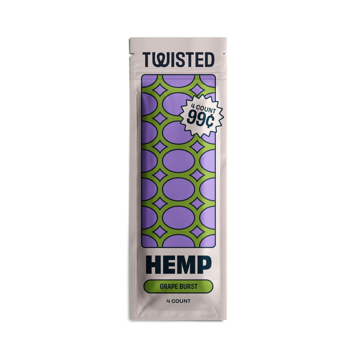 Twisted Hemp Grape 4/ 99 4 Wraps per Pouch Pack of 15
