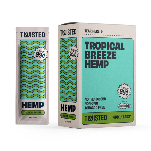 Twisted Hemp Tropical 4/ 99 4 Wraps per Pouch Pack of 15