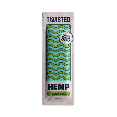 Twisted Hemp Wraps Natural Cigarette Rolling Papers Display | 4 Wraps Per Sleeve | Pack of 15 | 60 Wraps Total (Tropical Breeze)