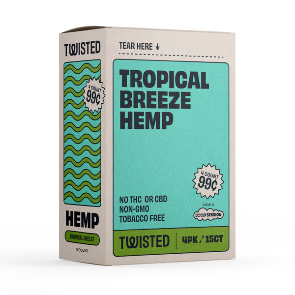 Twisted Hemp Tropical 4/ 99 4 Wraps per Pouch Pack of 15