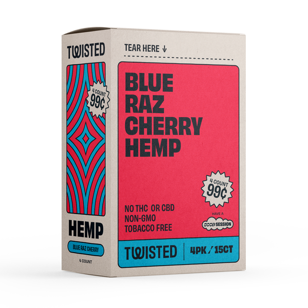 Twisted Hemp Wraps Hemp Blue Rasp 4/ 99 oz 15 Per 4 Pack