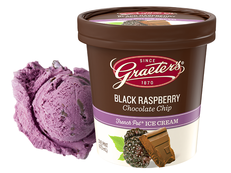 Graeter's Handcrafted French Pot Ice Cream Black Raspberry Chocolate Chip Pint 8 Count Wholesale