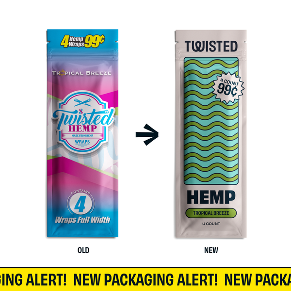 Twisted Hemp Tropical 4/ 99 4 Wraps per Pouch Pack of 15