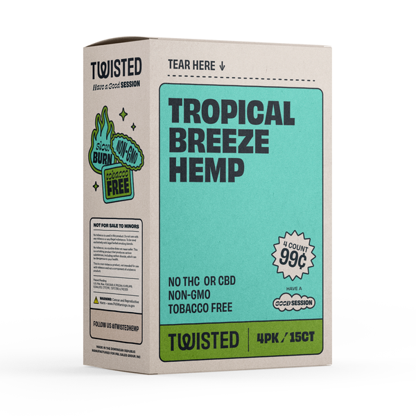 Twisted Hemp Tropical 4/ 99 4 Wraps per Pouch Pack of 15