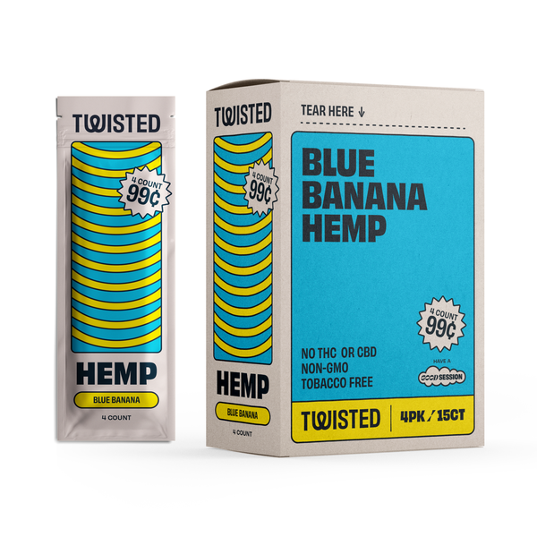 Twisted Hemp wraps Hemp Blu Banana 4/ 99 oz 15 Per 4 Pack