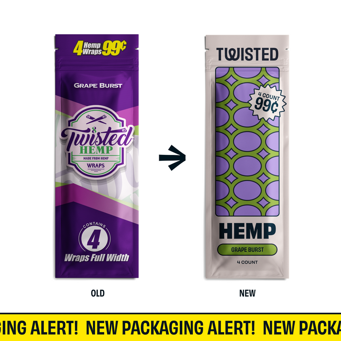 Twisted Hemp Grape 4/ 99 4 Wraps per Pouch Pack of 15