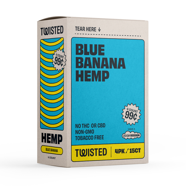 Twisted Hemp wraps Hemp Blu Banana 4/ 99 oz 15 Per 4 Pack