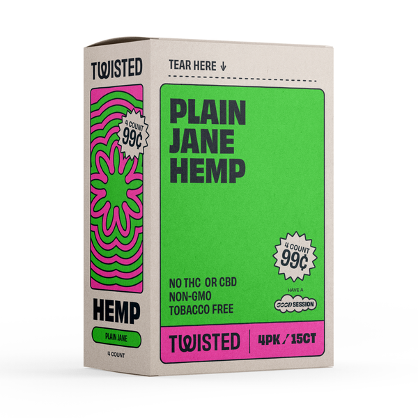 Twisted Hemp Wraps Plain Jane 4/ 99 4 Wraps per Pouch Pack of 15