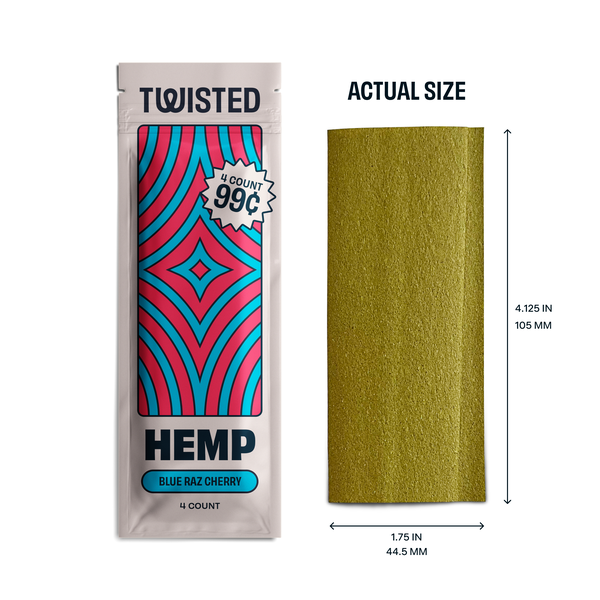 Twisted Hemp Wraps Hemp Blue Rasp 4/ 99 oz 15 Per 4 Pack