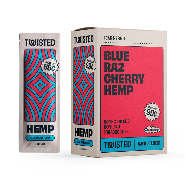 Twisted Hemp Wraps Hemp Blue Rasp 4/ 99 oz 15 Per 4 Pack