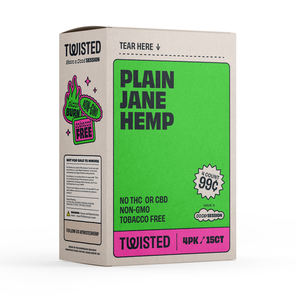 Twisted Hemp Wraps Plain Jane 4/ 99 4 Wraps per Pouch Pack of 15