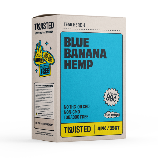 Twisted Hemp wraps Hemp Blu Banana 4/ 99 oz 15 Per 4 Pack