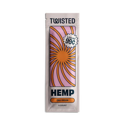 Twisted Hemp Wraps Natural Cigarette Rolling Papers Display | 4 Wraps Per Sleeve | Pack of 15 | 60 Wraps Total (California Dream)