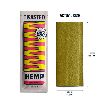 Twisted Hemp Wraps Natural Cigarette Rolling Papers Display | 4 Wraps Per Sleeve | Pack of 15 | 60 Wraps Total (Sweet)