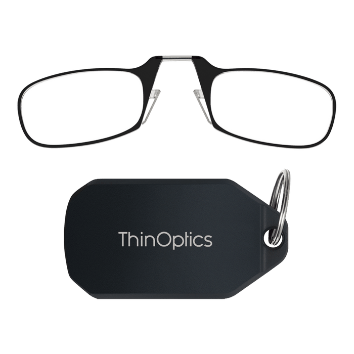Sleek design meets multi-pack universal comfort. Our Black Readers adapt to you, offering a barely-there feel with robust durability. Paired with a black case and keychain case: minimalist design, thin frames, and compact for portability.